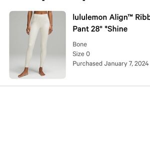 lululemon athletica bone shiny ribbed Leggings